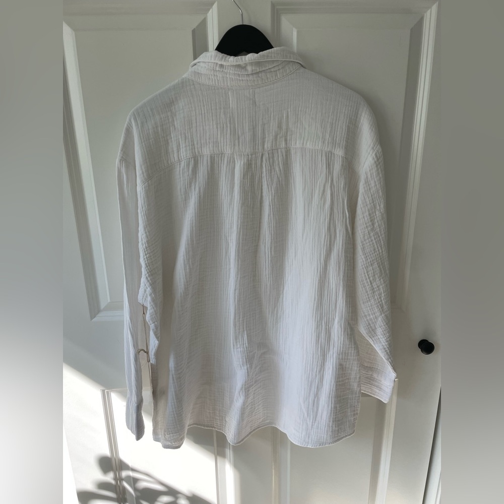 MATE The Label 100% Organic Cotton Gauze Button Down Shirt White Size XL NWT - Picture 7 of 7
